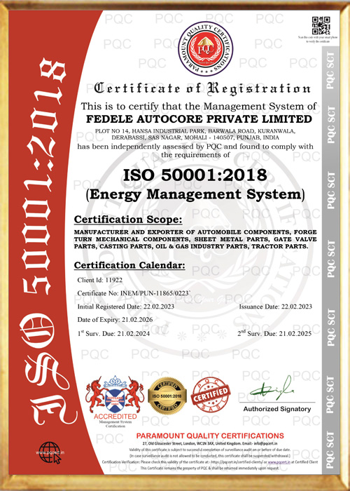 ISO 50001:2018 Certificate